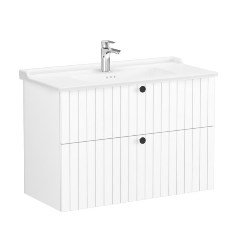 Vitra Root Groove 69464 Lavabo Dolabı, İki Çekmeceli, 100 Cm, Mat Beyaz, Klasik Lavabolu